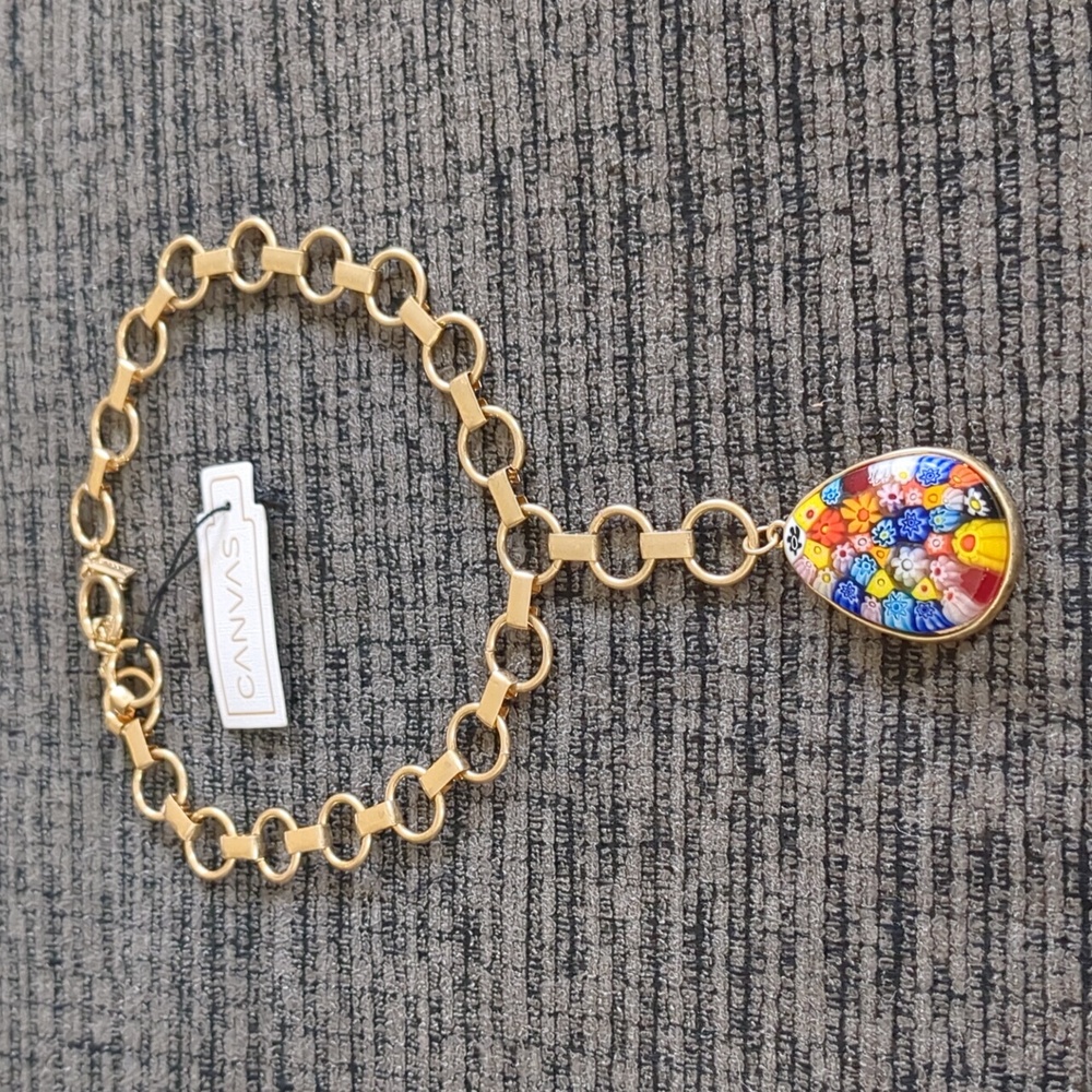 Glass Teardrop Pendant Y-shape Necklace